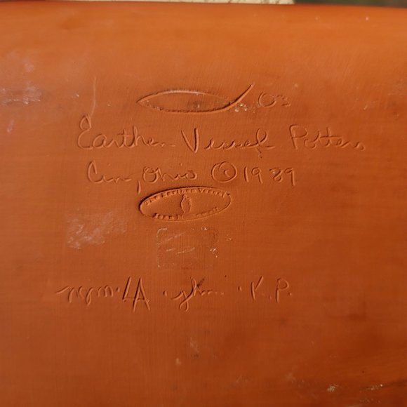 Earthen Vessel Potters Bread Plate Give us this day our daily bread Flowers - Picture 3 of 4